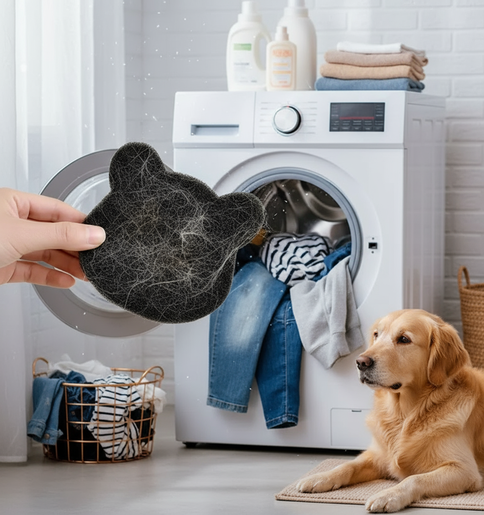 Little Bear Pet Fur Remover laundry room scene