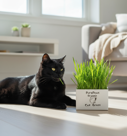 PurePaws Organic Cat Grass with Black Cat