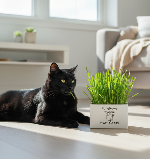 PurePaws Organic Cat Grass with Black Cat